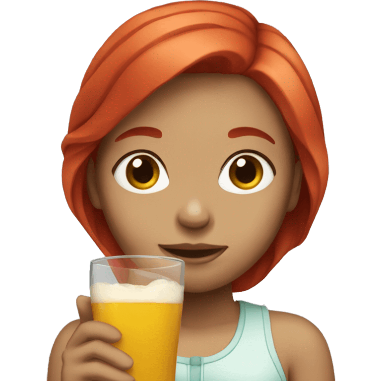 girl red hair drinking emoji