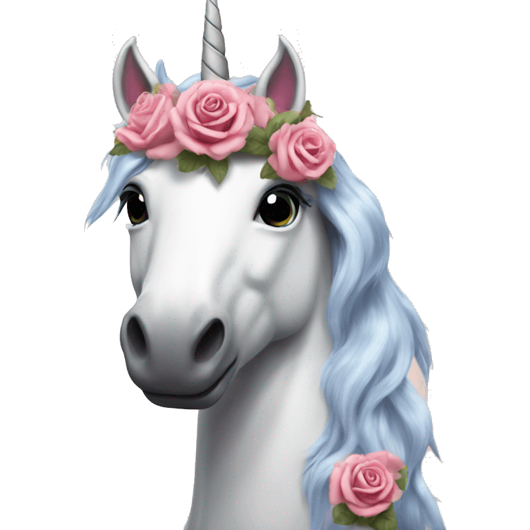 Realistic unicorn with roses in its mane emoji