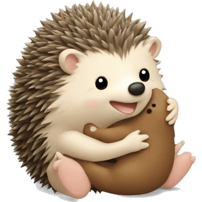 hedgehog hugging a teddy bear emoji