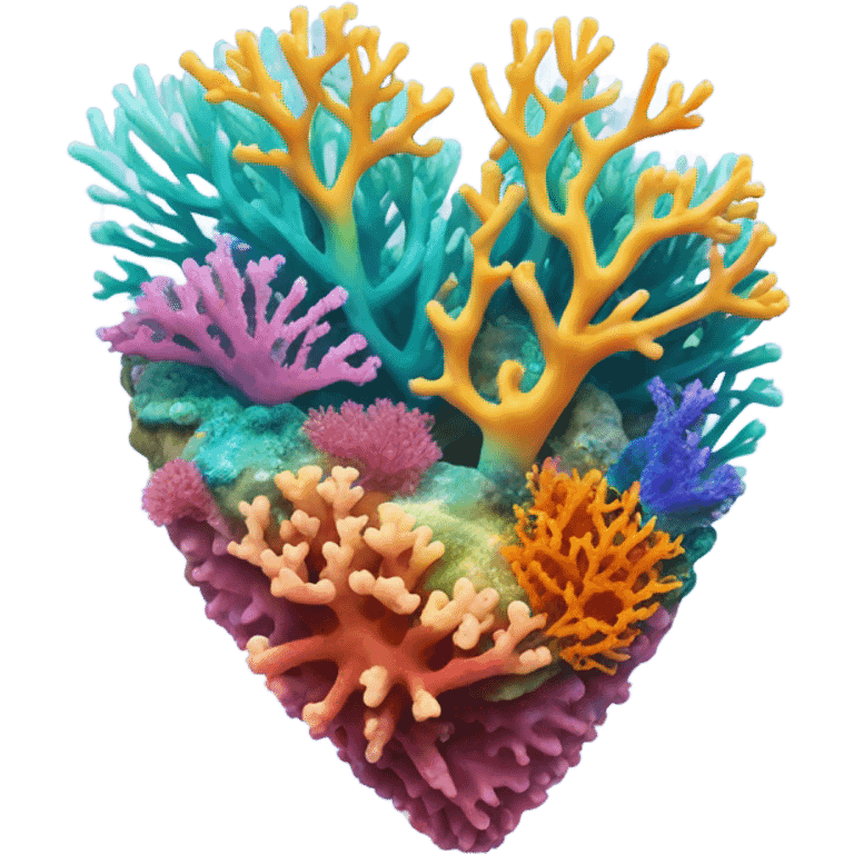 Colorful ocean Coral reef in a the shape of a heart emoji