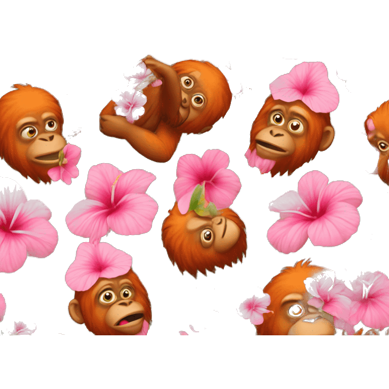 Orang and pink hibiscus flowers  emoji