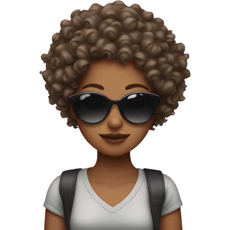 Curly hair girl with sunglasses  emoji