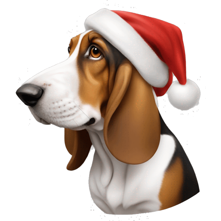 Cute basset hound dog with Santa hat  emoji