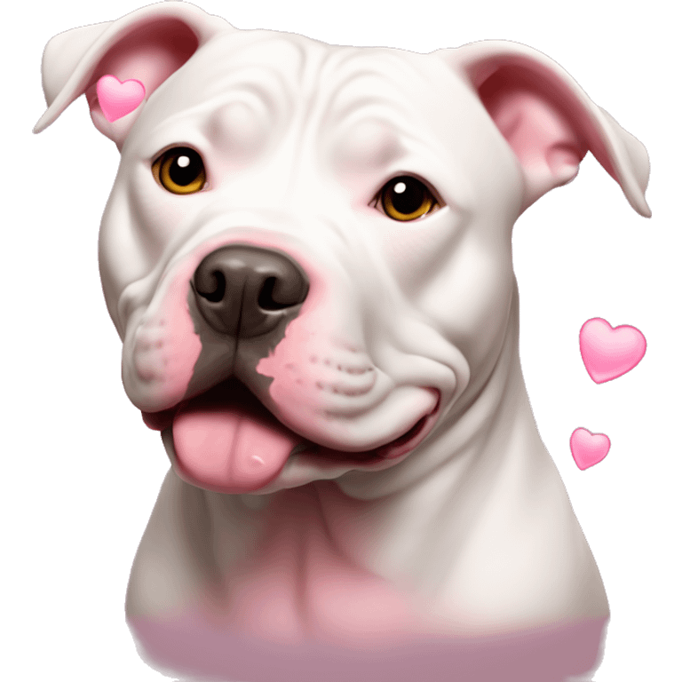 Pitbull with pink hearts around head emoji