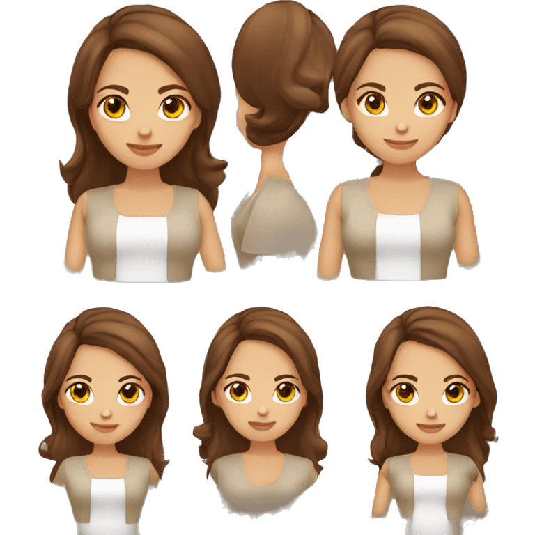 MUJER JOVEN,PIEL CLARA,CABELLO MARRON Y LISO ,OJOS MARRONES,ASPECTO FISICO RELLENO emoji