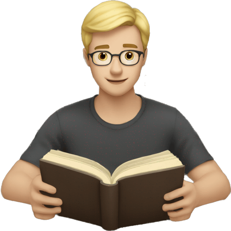 pale-short-hair-young-man-reading-a-book emoji