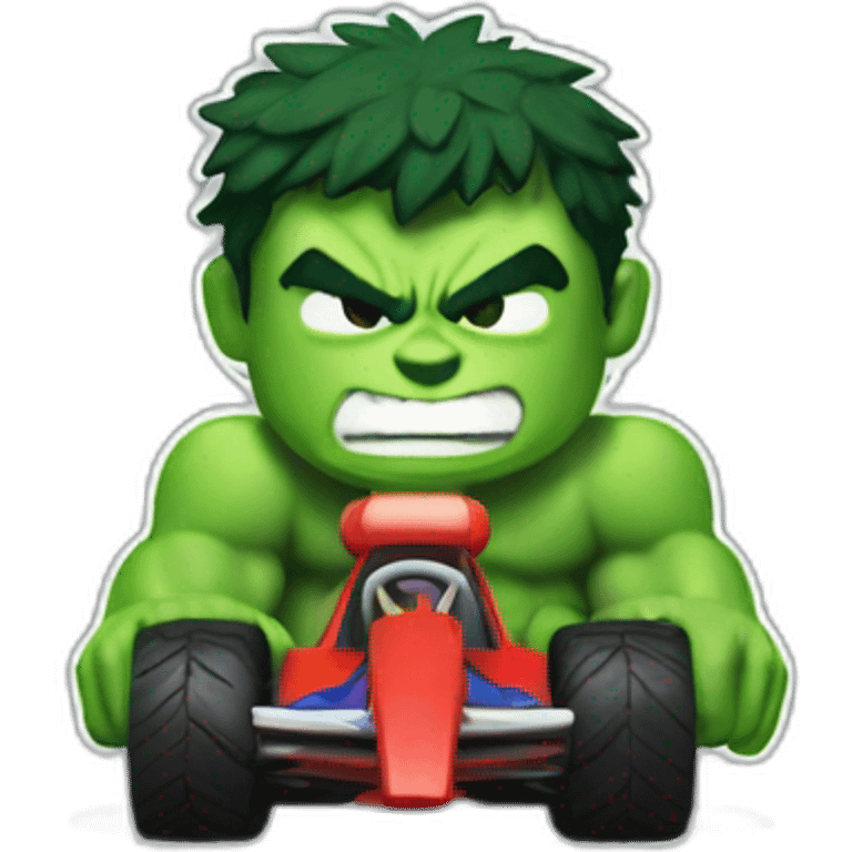 The hulk playing mariokart emoji