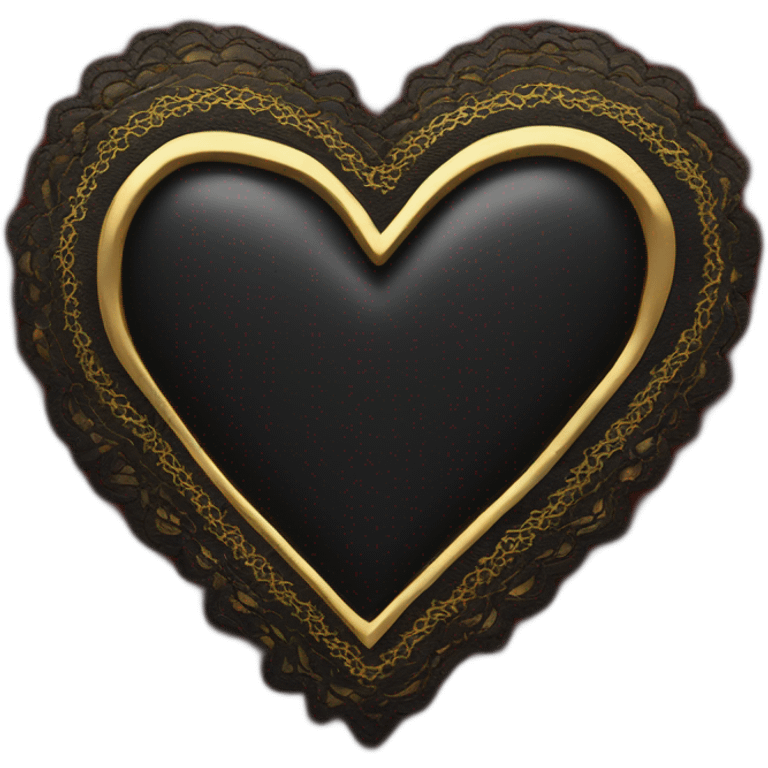 black leather heart red lace overlay and gold border emoji