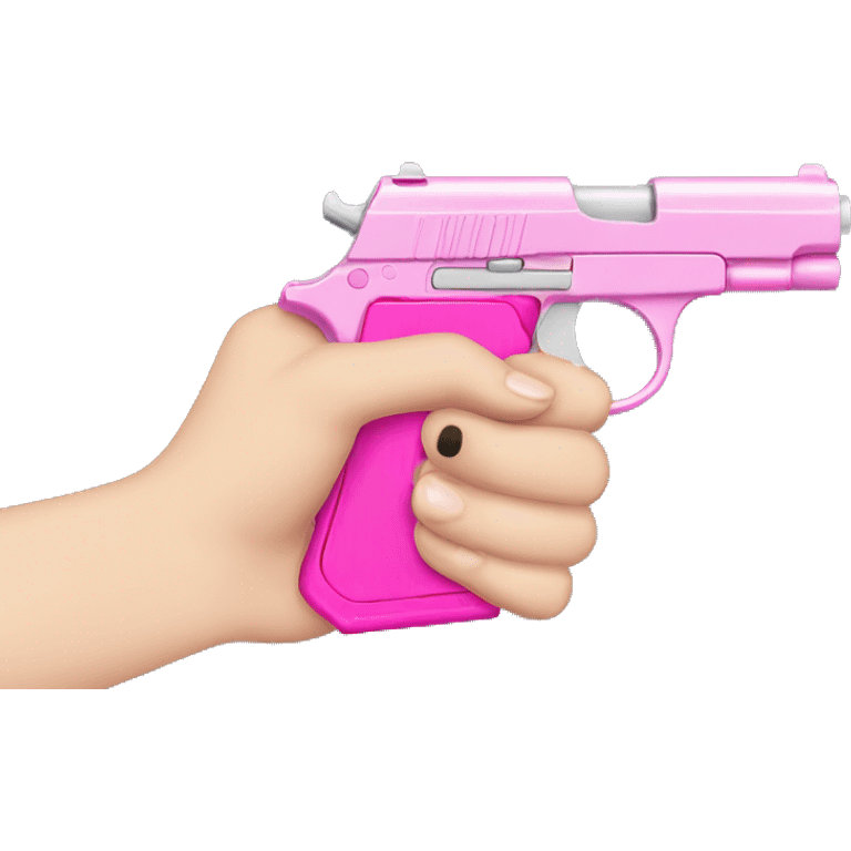 White Girl hand holding pink gun emoji