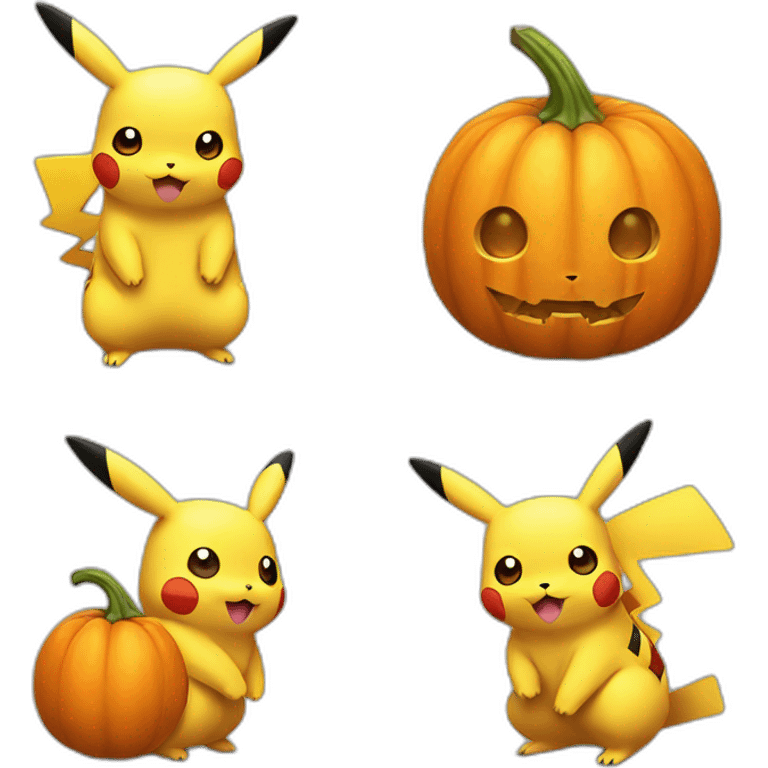 Pikachu holding a pumpkin emoji