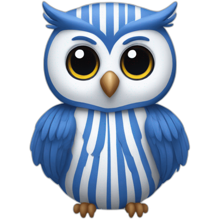 Owl wearing blue and white stripes emoji