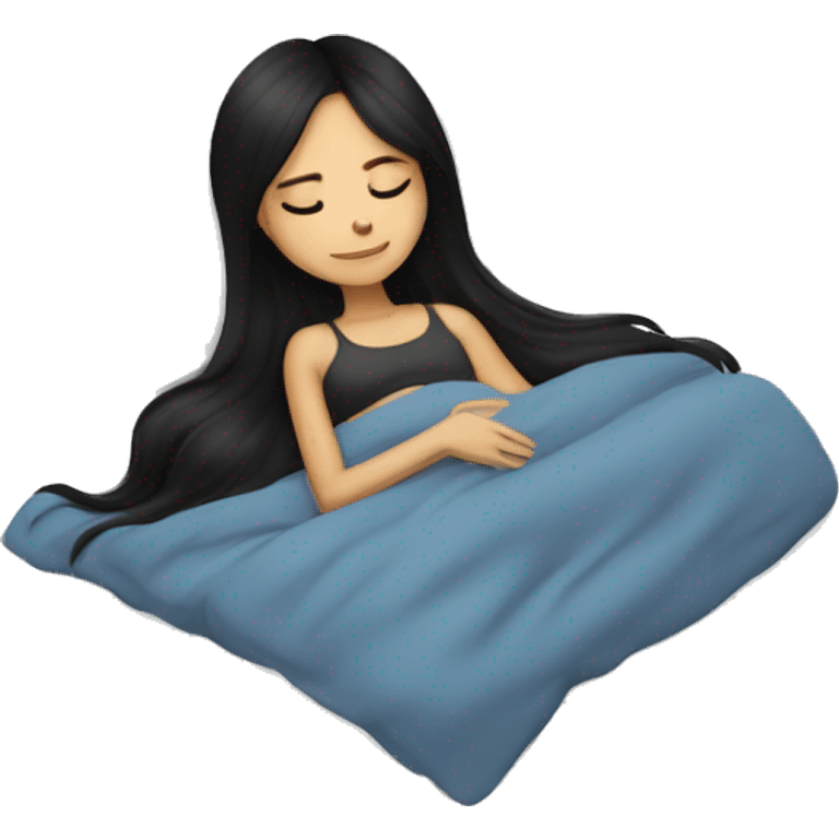 Brünette, long staight black hair Girl sleeping  emoji