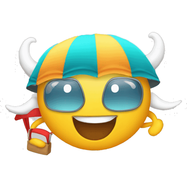 smiling face with horns flying paraglide emoji