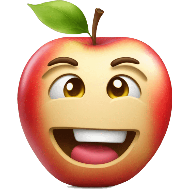 Apple with a face emoji