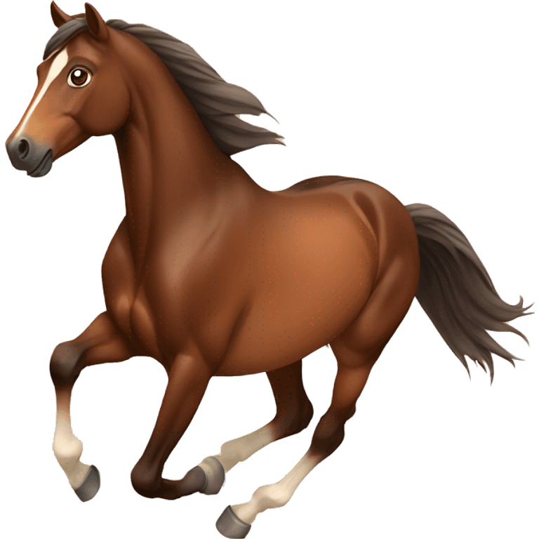 A pretty brown horse running in a sunset emoji