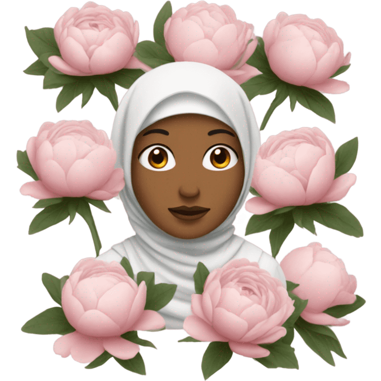 White Woman white don’t face with hijab holding peonies emoji