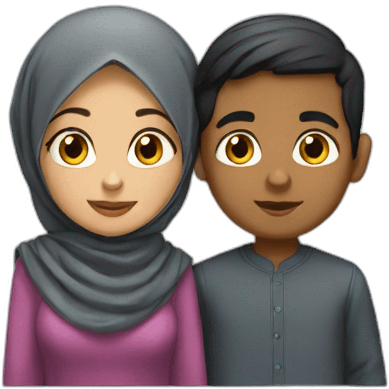 Hijabi girl with Hindu boy  emoji