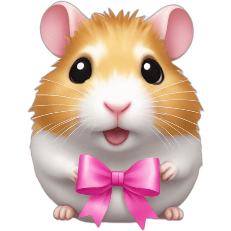 hamster with extension lashes and pink ribbon emoji