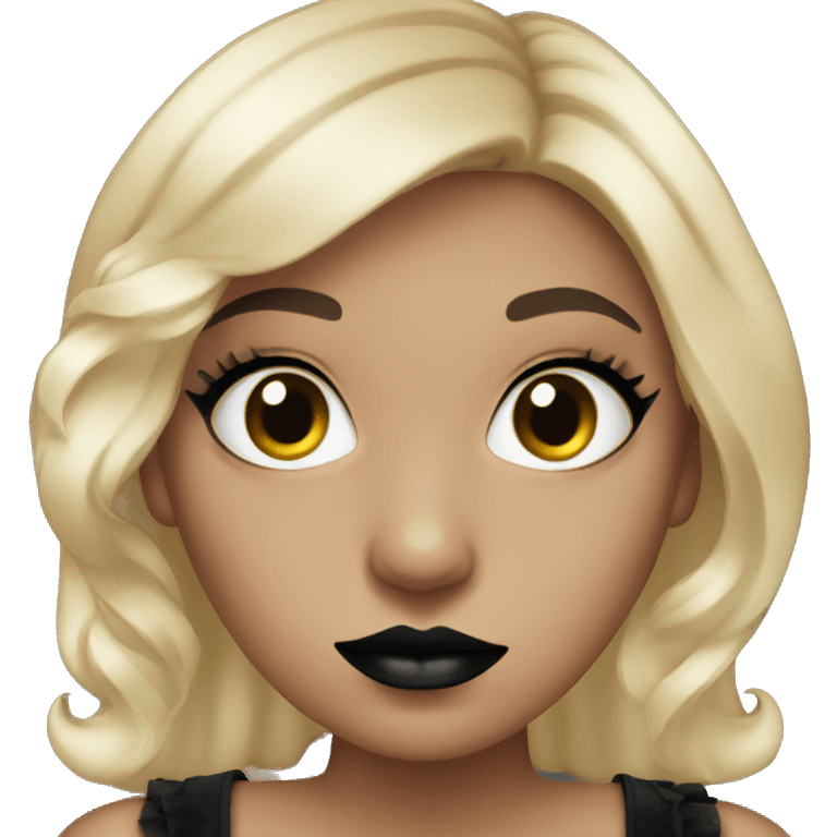 Girl with black lipstick and black eyeshadow and black dress emoji