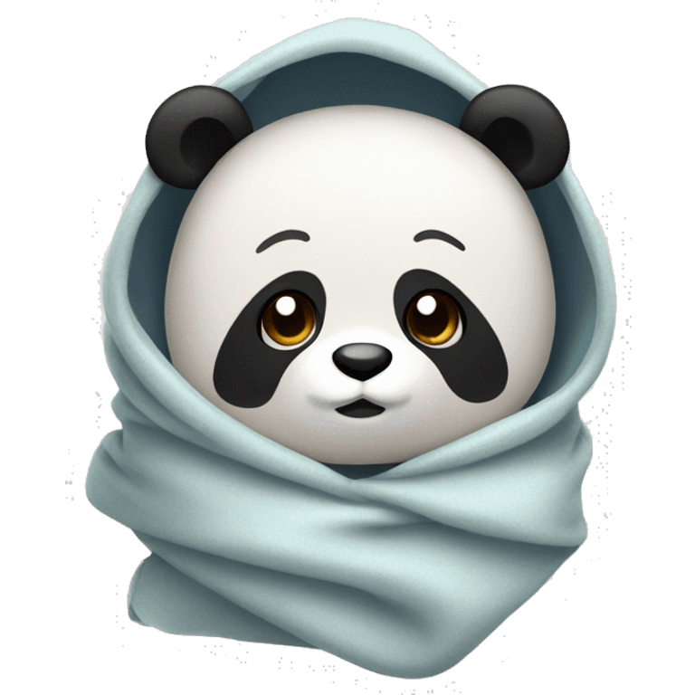 Panda wrapped in a blanket  with hood emoji