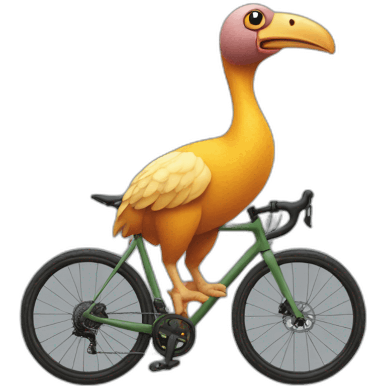 dodo bird on a gravel bike emoji