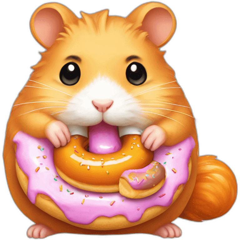 an orange hamster eating a donut, pixelart emoji