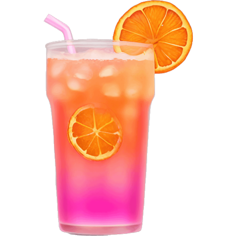 Orange and pink hibiscus iced drink emoji