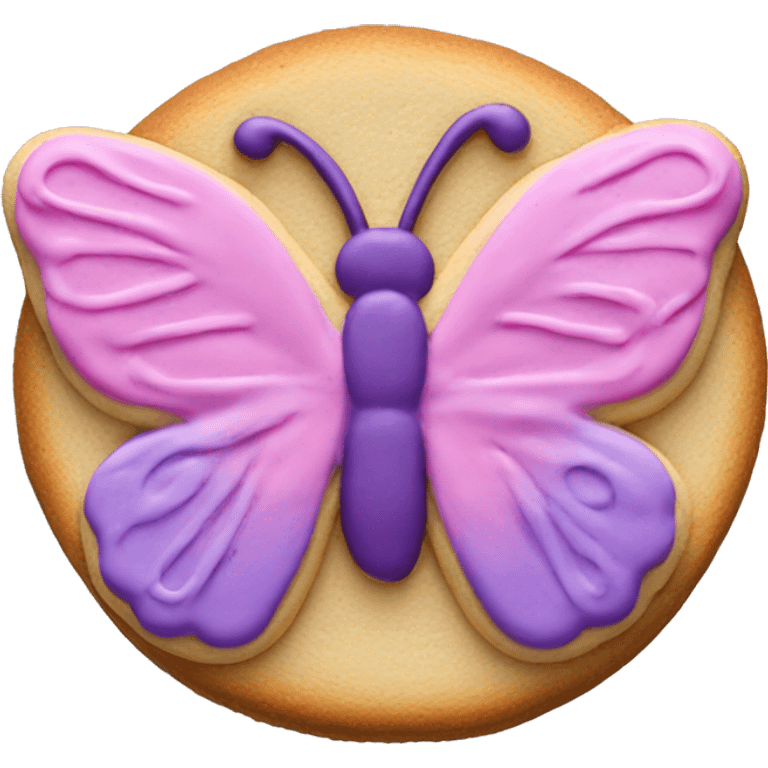 Butterfly cookie with purple and pink icing emoji