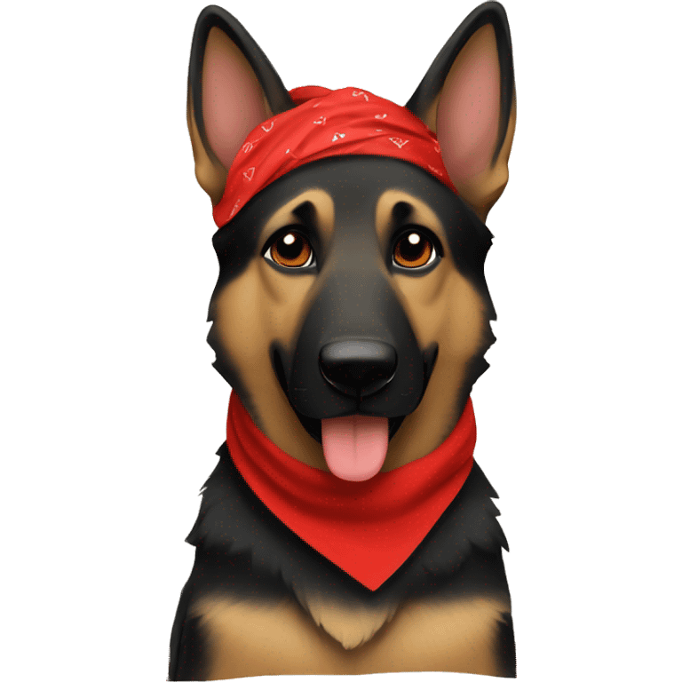 German shepherd all black with red bandanna  emoji