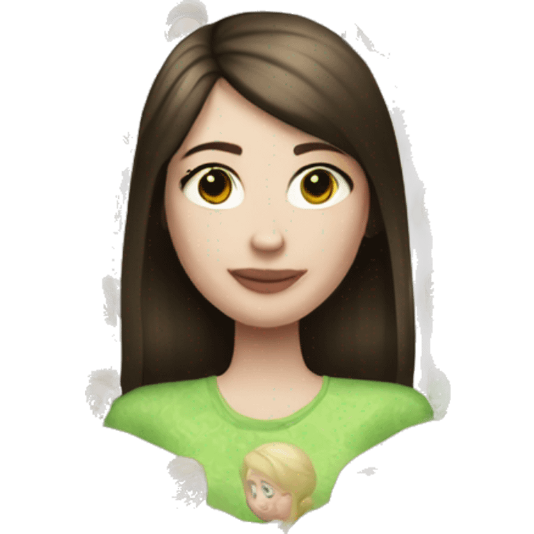 Pale skin brunette girl with Sims plumbob emoji