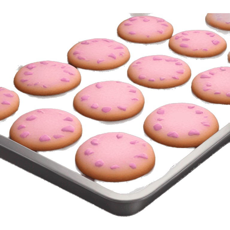 Realistic isolated pink cookies placed on a baking pan. emoji