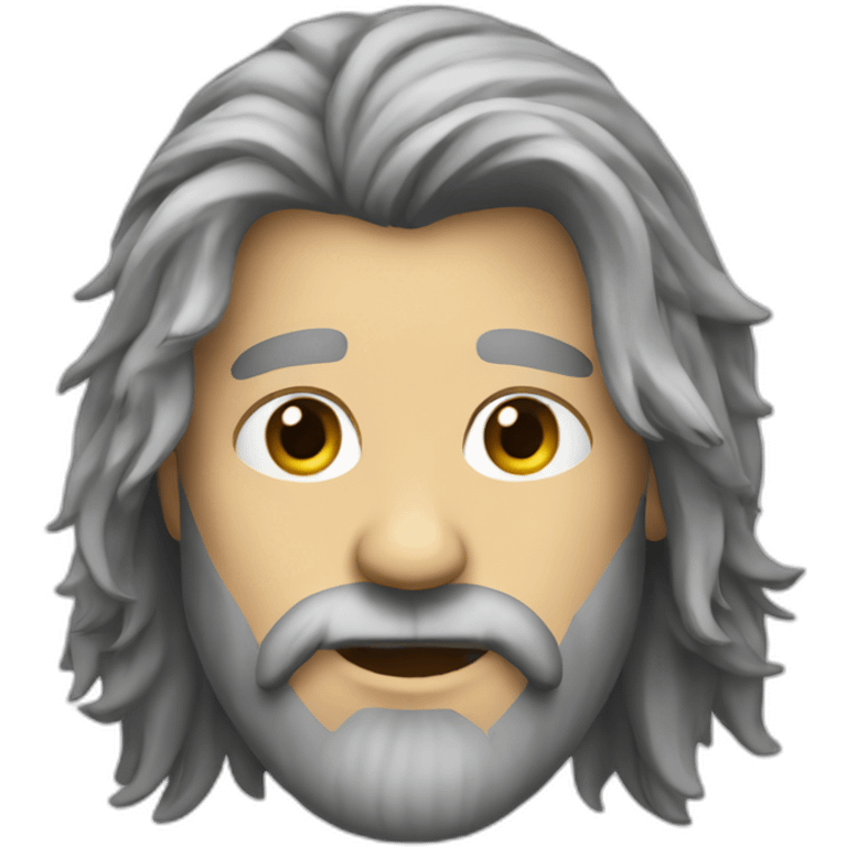 grey long haired short beared headbanger emoji