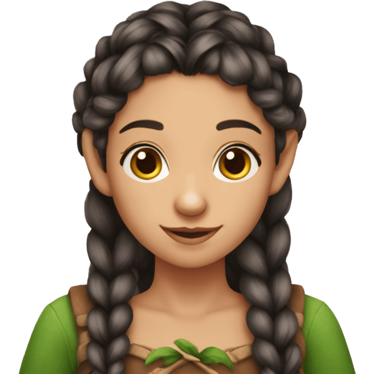 two braid Burnette elf girl  emoji