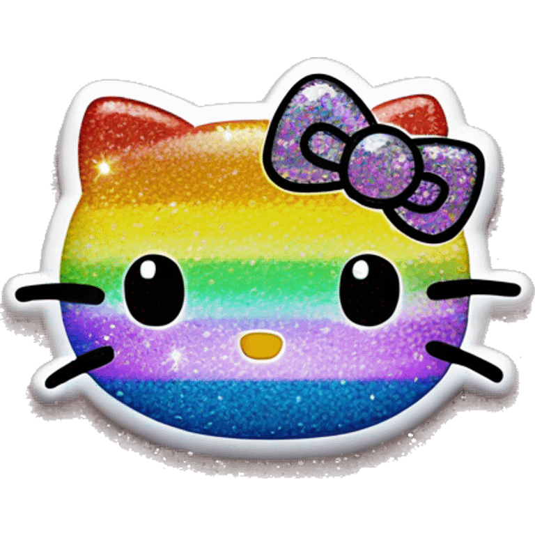 glitter rainbow hello kitty emoji