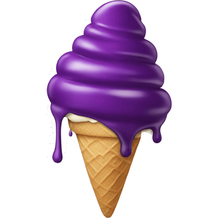 Ice cream melting on the head of aubergine emoji