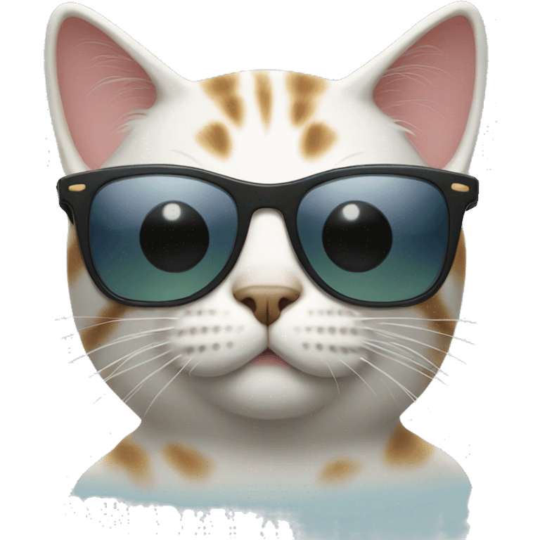 Cat with sunglasses on beach emoji