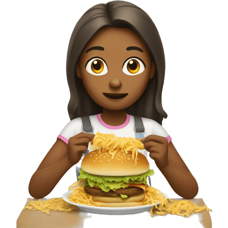 girl eating pasta and hamburger emoji