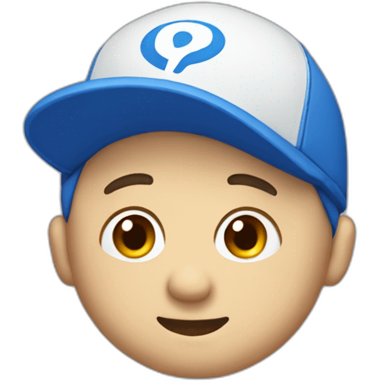 Mr.white cute wearing a blue cap winking emoji