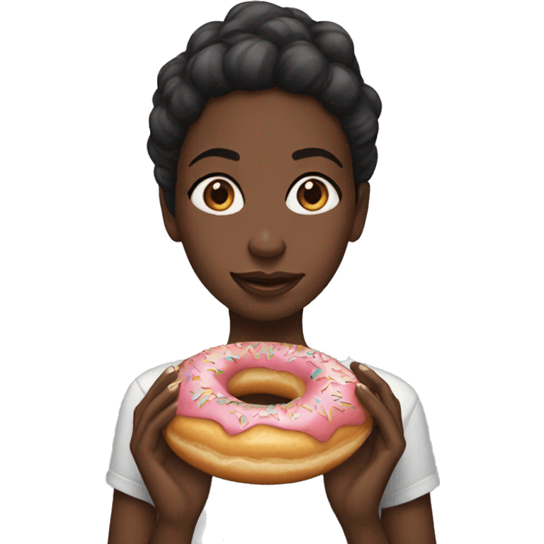 Black girl eating a donut emoji