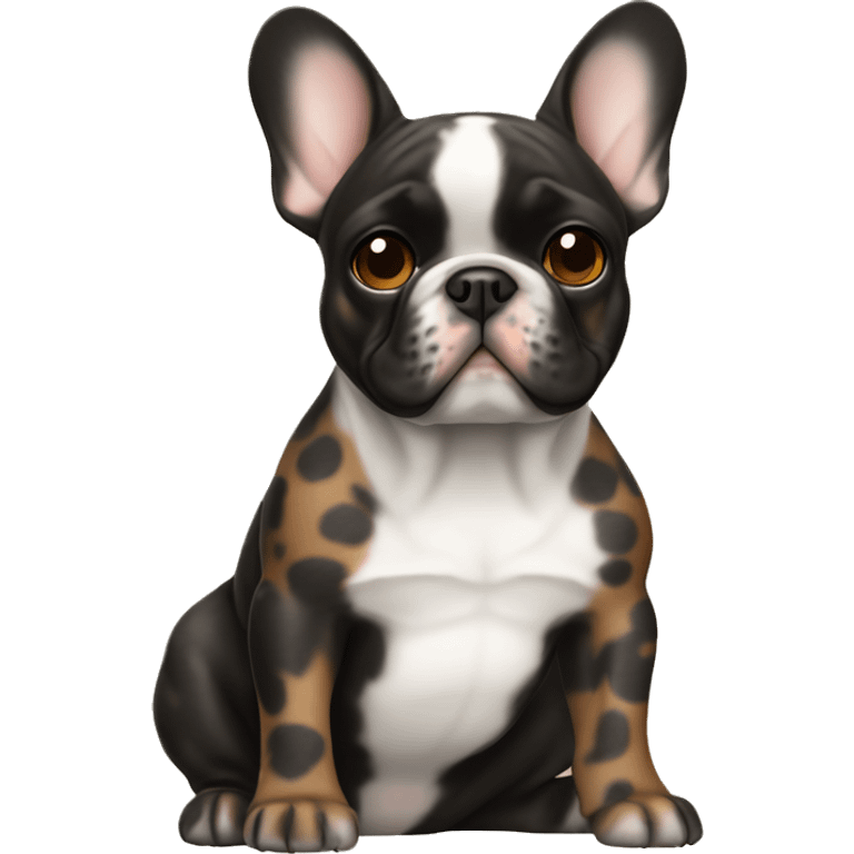 French bulldog light black with brown spots  emoji