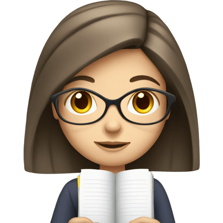 white brunette girl studying  emoji