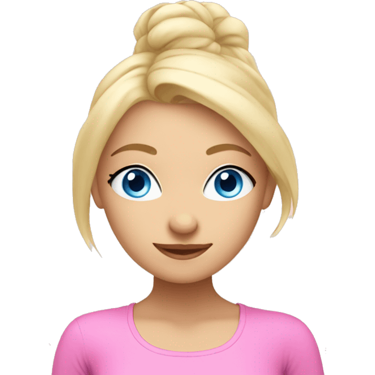 blue-eyed blonde in pink doing yoga emoji