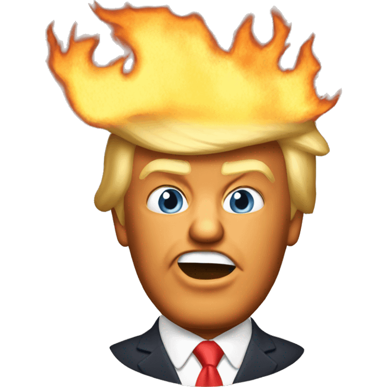 donald trump with fire as hair emoji