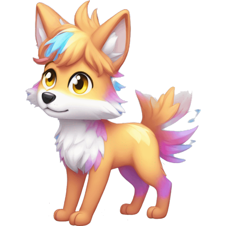 Colorful Shiny Fionbri-Falvie-sparkle-wolf-sona full body emoji