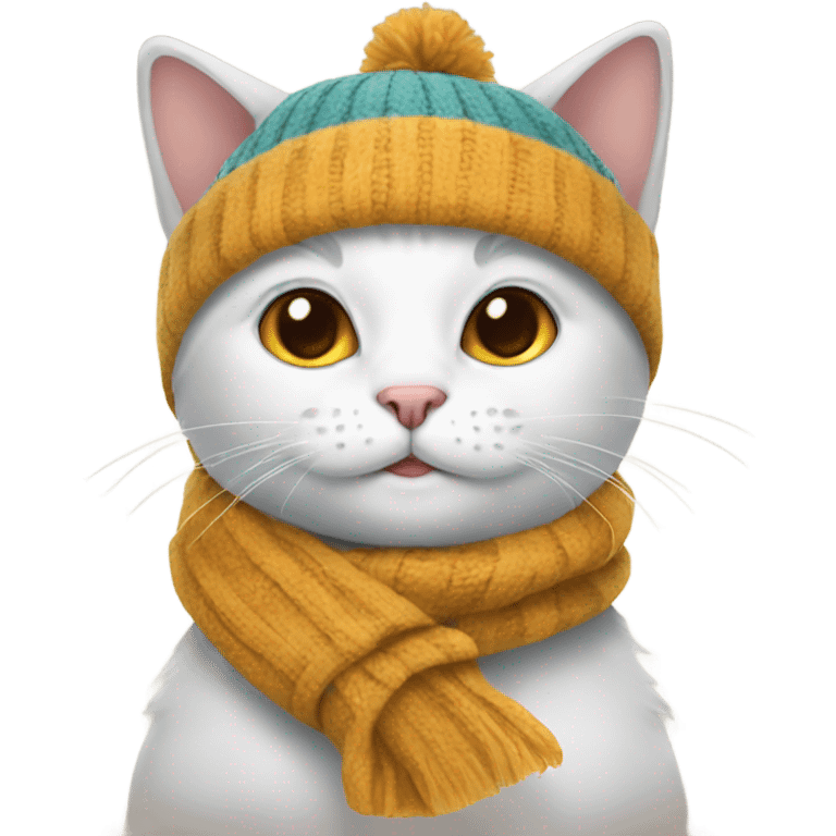 cat wearing a hat and scarf emoji