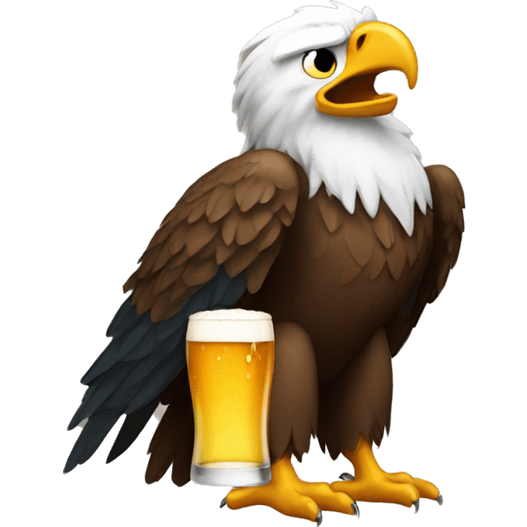 An eagle crying while holding a beer  emoji