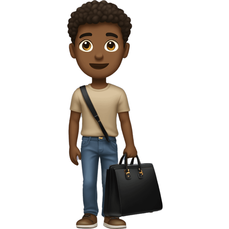 posh-muscular-brown boy carrying black birkin bag emoji