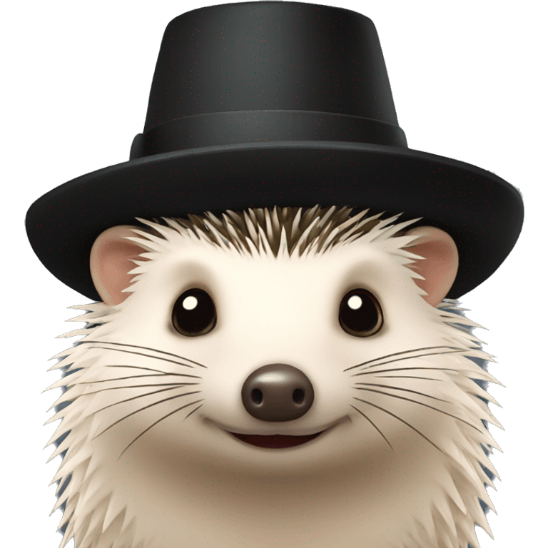 Hedgehog in a black hat emoji