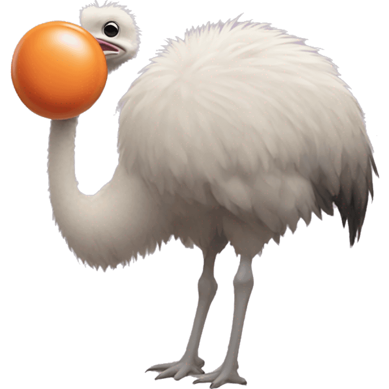 A cute ostrich eating a giant pill emoji