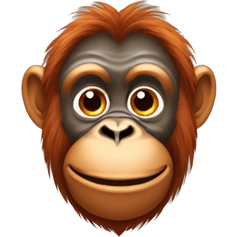 Orangutan face, softly smiling and looking down emoji